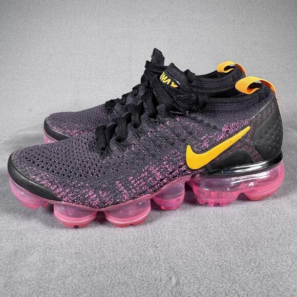 Nike Air VaporMax Flyknit 2 Shoes Air Max Womens Size 5 Black Pink 942843-008 - Picture 1 of 7